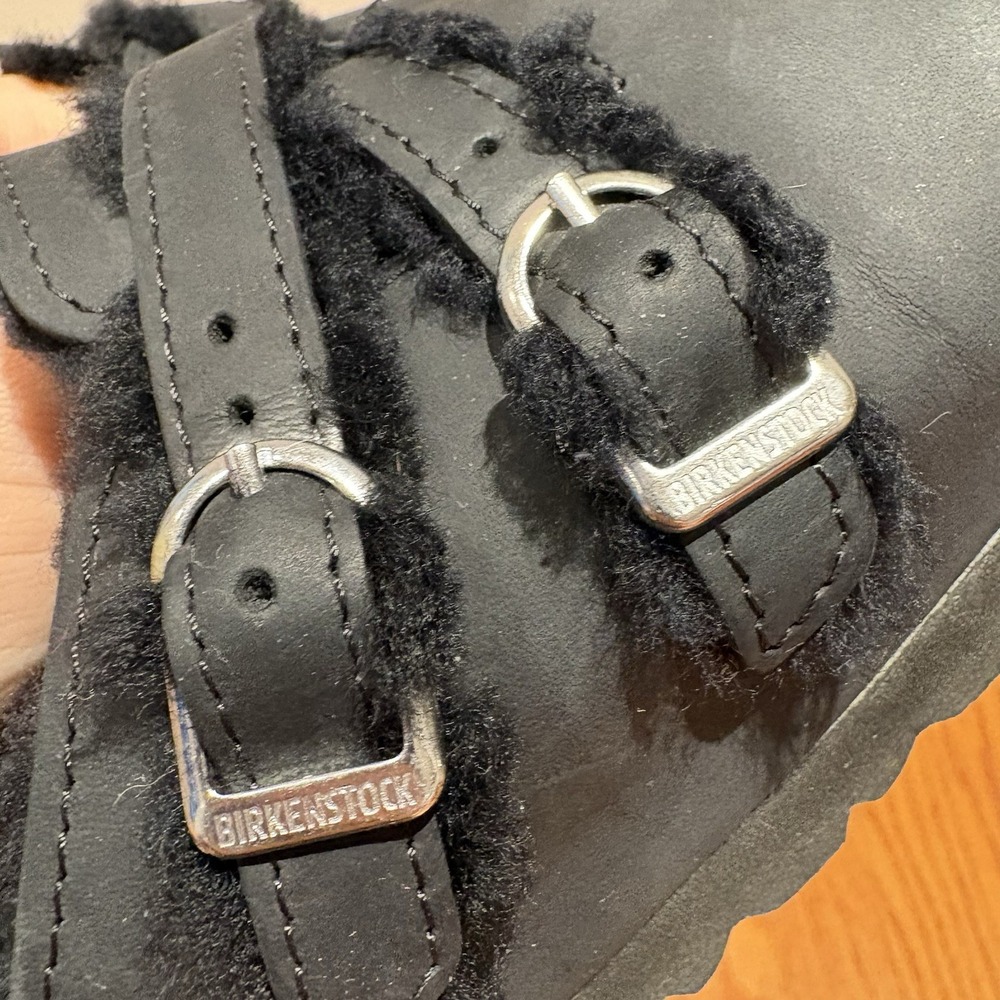 Birkenstock Blair Shearling Black Oiled Leather Clogs Shoes EU 37 / US 6 - Picture 11 of 11
